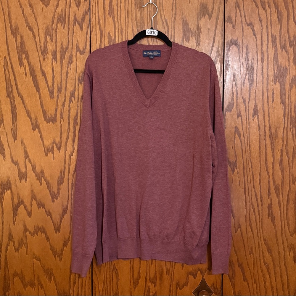 Brooks Brothers Supima Cotton V-Neck Sweater Heathered Maroon Men’s 1XL